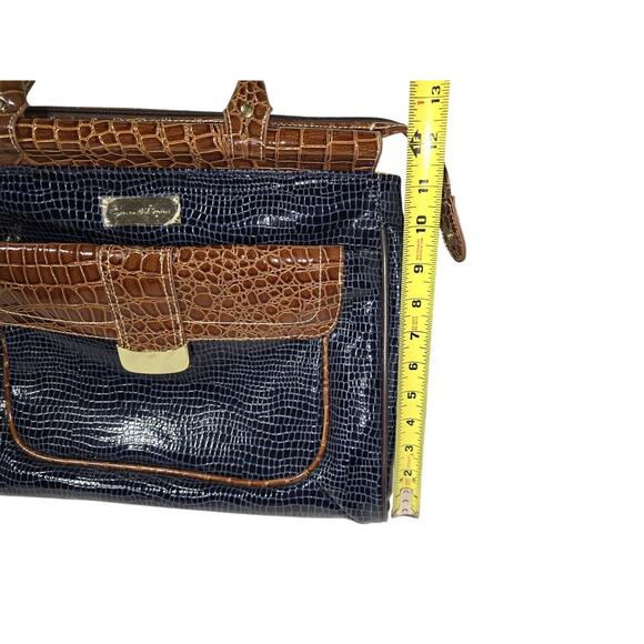 Samantha Brown Blue Faux Croc Carry On Overnight Weekender Or Business Bag Tote - Picture 8 of 16